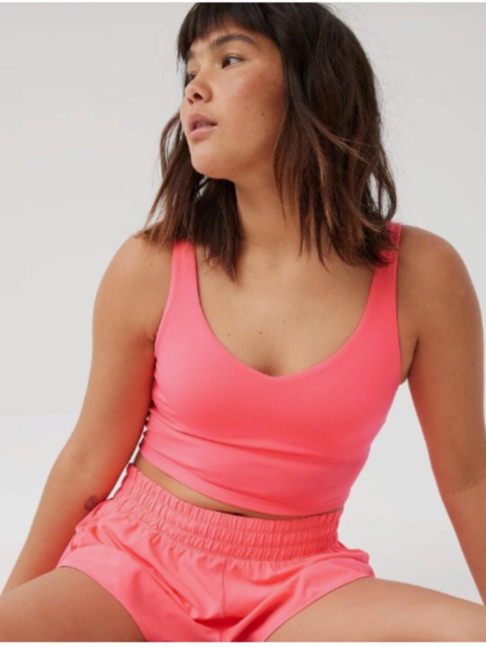 NWT - Aerie Real Me Low Key Longline Sports Bra - Medium - Neon Pink/Coral